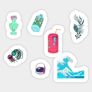 Vaporwave Aesthetic Japanese art Stickers Pack Hydro flask stickers Sticker